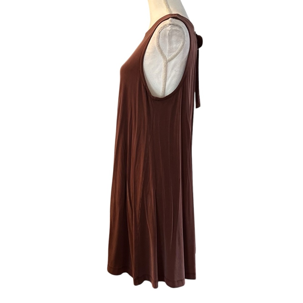 LOFT Lou & Grey Casual Sleeveless Keyhole Wrap Back Swing Dress SZ S in Brown - Picture 3 of 8